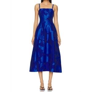 NEW AJE. belonging flared midi dress in electric rose